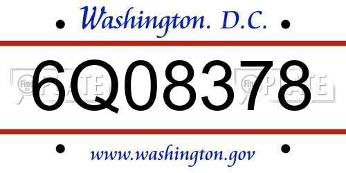 6Q08378 District Of Columbia License Plate