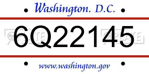 6Q22145 District Of Columbia License Plate