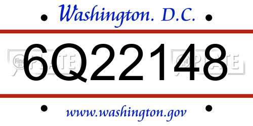 6Q22148 District Of Columbia License Plate