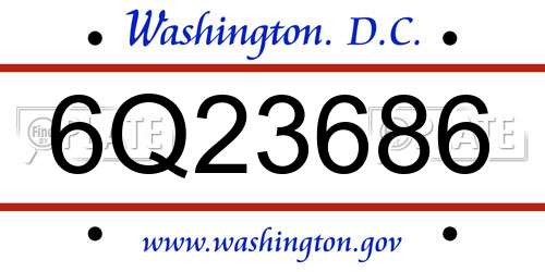 6Q23686 District Of Columbia License Plate
