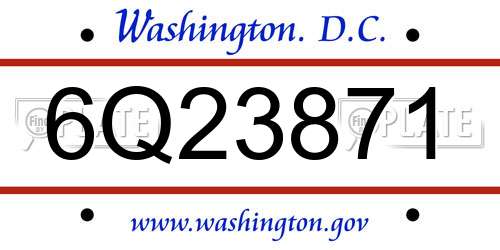 6Q23871 District Of Columbia License Plate