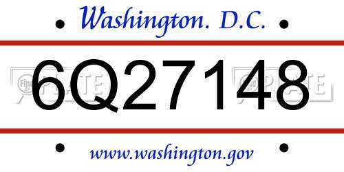 6Q27148 District Of Columbia License Plate