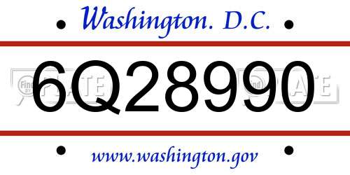 6Q28990 District Of Columbia License Plate