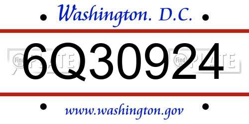 6Q30924 District Of Columbia License Plate