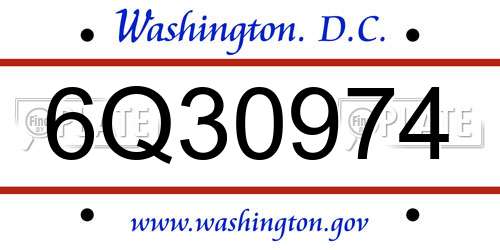 6Q30974 District Of Columbia License Plate