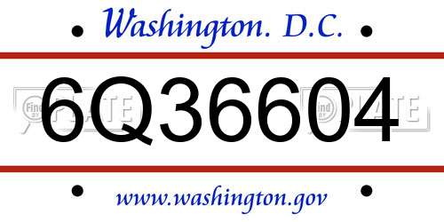 6Q36604 District Of Columbia License Plate