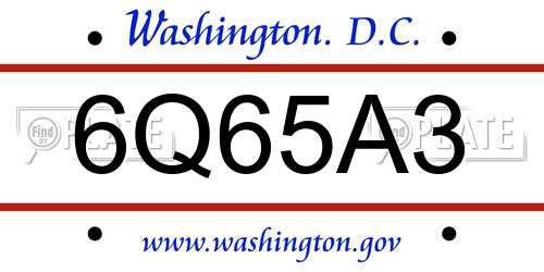 6Q65A3 District Of Columbia License Plate