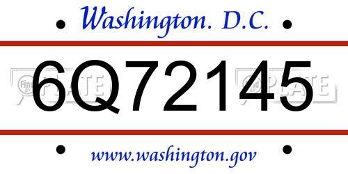6Q72145 District Of Columbia License Plate