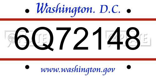 6Q72148 District Of Columbia License Plate