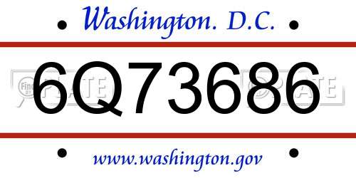 6Q73686 District Of Columbia License Plate