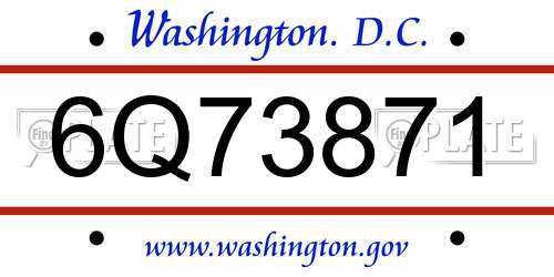 6Q73871 District Of Columbia License Plate