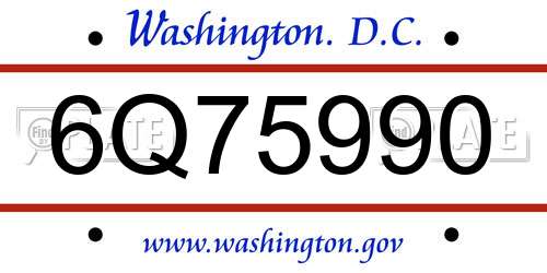 6Q75990 District Of Columbia License Plate
