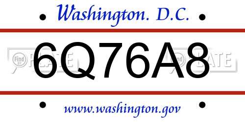 6Q76A8 District Of Columbia License Plate