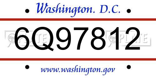 6Q97812 District Of Columbia License Plate