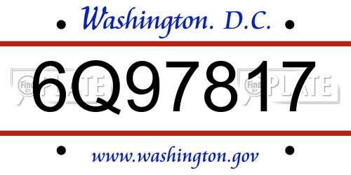 6Q97817 District Of Columbia License Plate