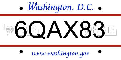 6QAX83 District Of Columbia License Plate