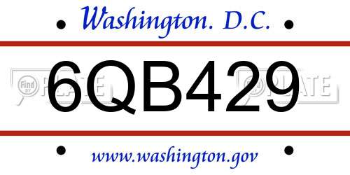 6QB429 District Of Columbia License Plate