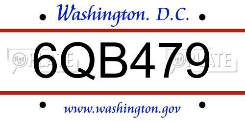 6QB479 District Of Columbia License Plate