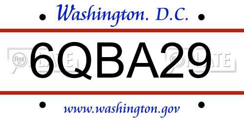 6QBA29 District Of Columbia License Plate