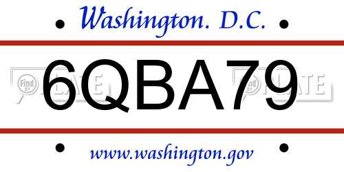 6QBA79 District Of Columbia License Plate