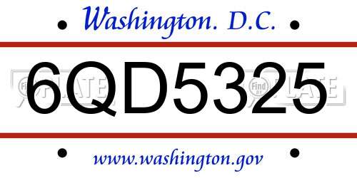 6QD5325 District Of Columbia License Plate