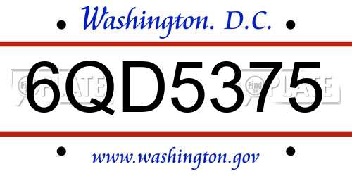 6QD5375 District Of Columbia License Plate