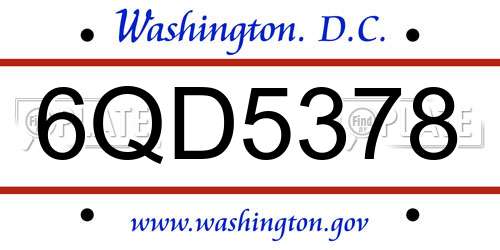 6QD5378 District Of Columbia License Plate