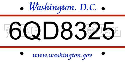 6QD8325 District Of Columbia License Plate