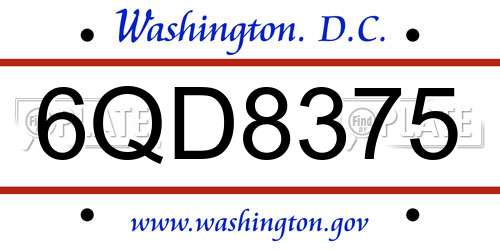 6QD8375 District Of Columbia License Plate