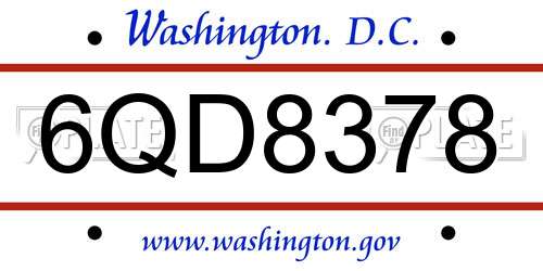6QD8378 District Of Columbia License Plate