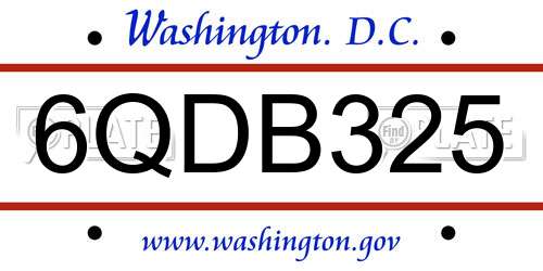 6QDB325 District Of Columbia License Plate