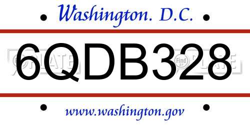6QDB328 District Of Columbia License Plate