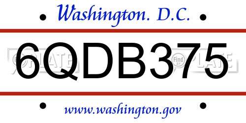 6QDB375 District Of Columbia License Plate