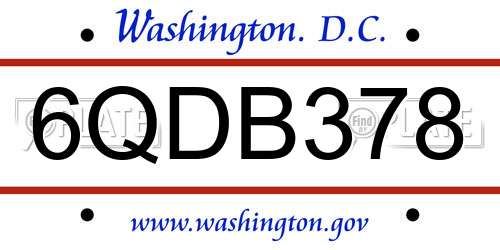 6QDB378 District Of Columbia License Plate