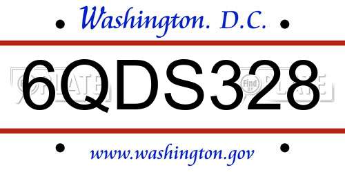 6QDS328 District Of Columbia License Plate