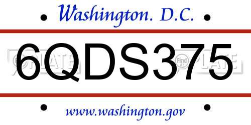 6QDS375 District Of Columbia License Plate