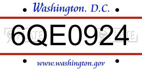 6QE0924 District Of Columbia License Plate