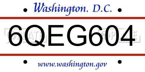 6QEG604 District Of Columbia License Plate