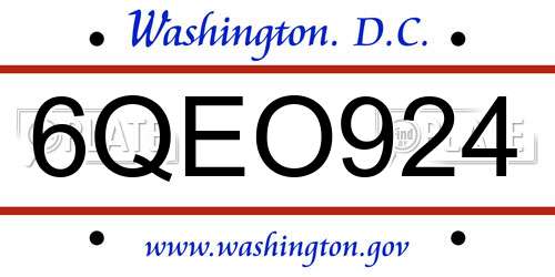 6QEO924 District Of Columbia License Plate