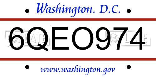 6QEO974 District Of Columbia License Plate