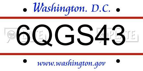 6QGS43 District Of Columbia License Plate