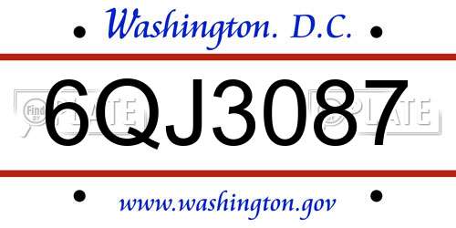 6QJ3087 District Of Columbia License Plate