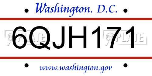 6QJH171 District Of Columbia License Plate