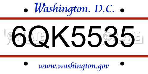 6QK5535 District Of Columbia License Plate