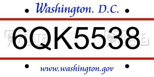 6QK5538 District Of Columbia License Plate