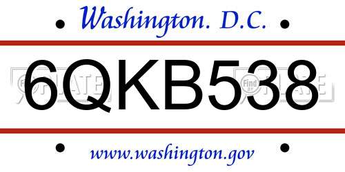 6QKB538 District Of Columbia License Plate