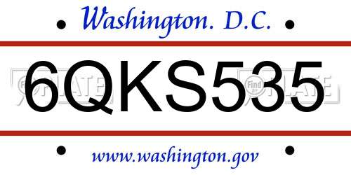 6QKS535 District Of Columbia License Plate