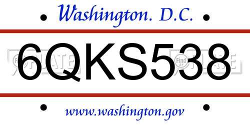 6QKS538 District Of Columbia License Plate