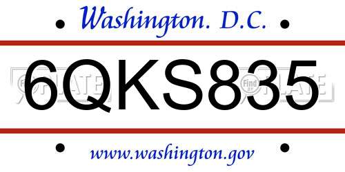 6QKS835 District Of Columbia License Plate