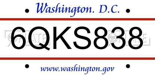 6QKS838 District Of Columbia License Plate